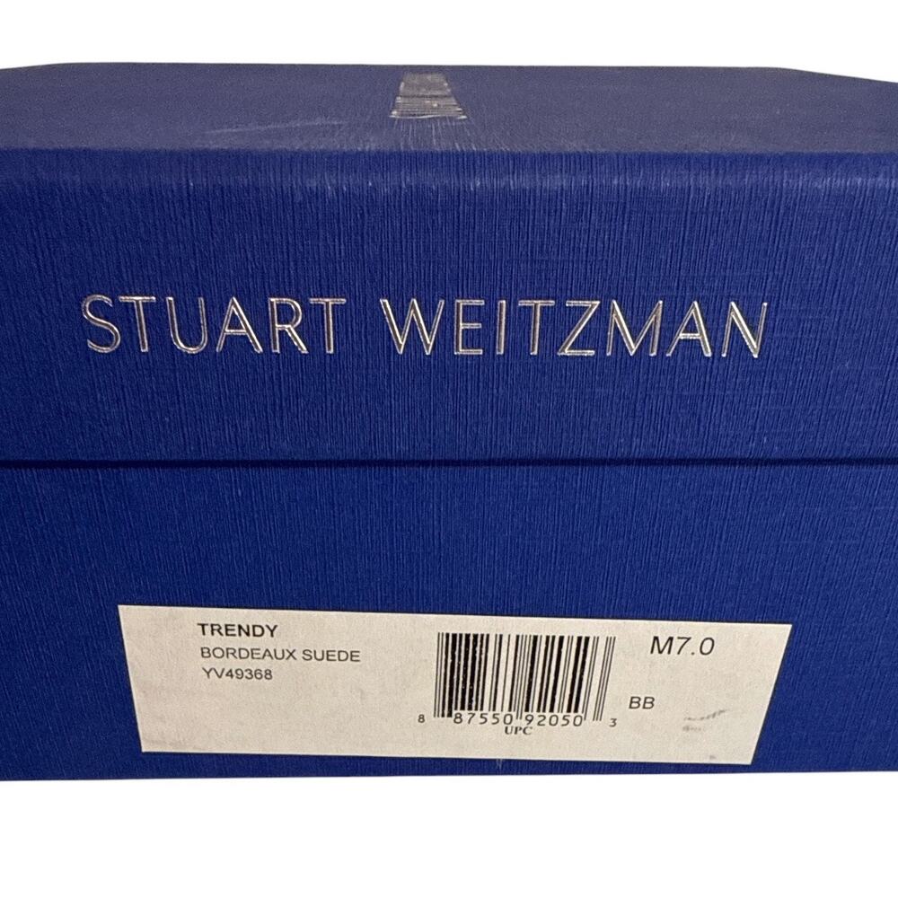 Stuart Weitzman Trendy Booties 7 Bordeaux Suede Pointed Toe Block Heel NWT - Picture 6 of 7